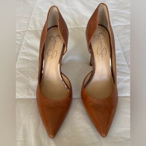 Jessica Simpson light brown 4” pumps with stylish cut-out sides.  Size 8.5